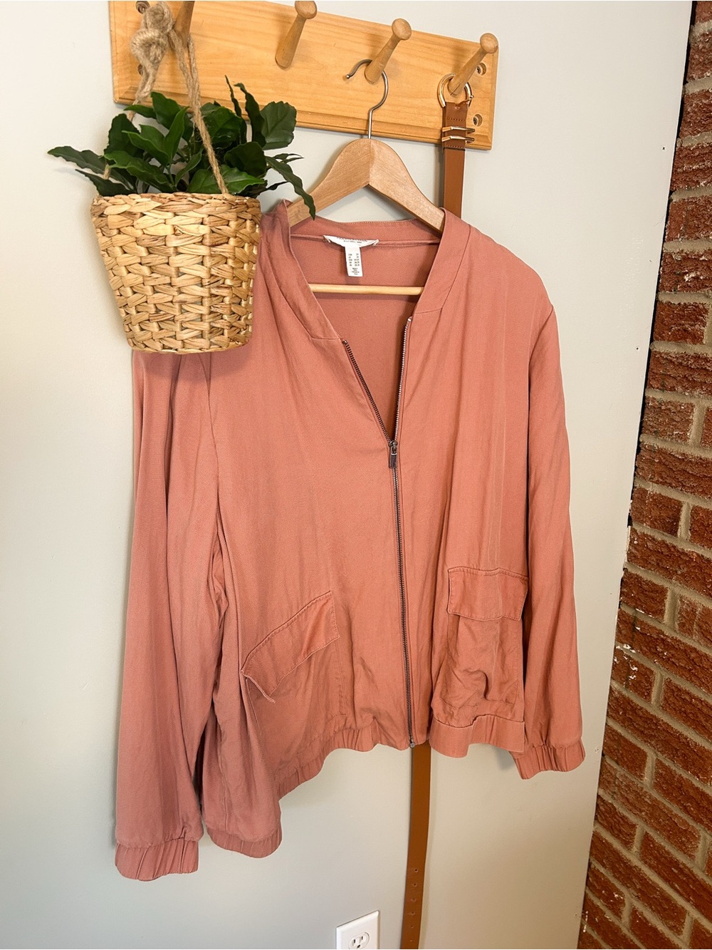 Women's Dusty Rose Zip Front Jacket - Addition Elle